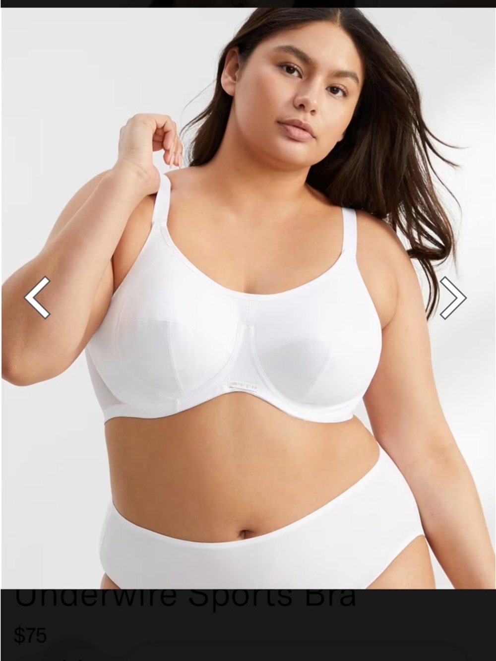 NWT Elomi Energise White Underwire Sports Bra, sz. 42K